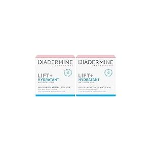 Diadermine - Lift+ Hydratant - Cr&egrave;me Jour Visage - Soin Anti-Rides Ultra Fermet&eacute; - Pro-Collag&egrave;ne v&eacute;g&eacute;tal et actif soja - 89% d'ingr&eacute;dients d'origine naturelle - Pot de 50 ml (Lot de 2)
