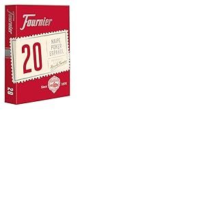 Fournier F21002- Jeu de Carte de Poker Espagnol N°20, 55 Cartes, Assortiment de Couleurs, Bleu ou Rouge