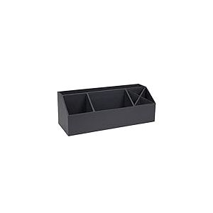 Bigso Box of Sweden Organiseur de bureau &agrave; 4 compartiments &ndash; Syst&egrave;me de rangement pour pense-b&ecirc;tes, trombones, stylos, etc. &ndash; Caisse de rangement en panneau de fibre et papier effet lin &ndash; gris fonc&eacute;