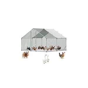 VEVOR Enclos Poulailler en M&eacute;tal 3 x 3 x 2 m Parc &agrave; Poules Grillag&eacute; avec Couverture, Structure Robuste, Toit en Pente, Grande Cage Ext&eacute;rieur pour Poules, Canards, Lapins, Volailles, de Jardin, Ferme