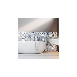Sticker Mural Carrelage adh&eacute;sif Cuisine Salle de Bain - 9 Stickers Carreaux DE Ciment SCANDINAVE Latham - 9stickers10x10cm