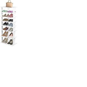 FANTASK &Eacute;tag&egrave;re &agrave; chaussures en bois r&eacute;glable en hauteur - 8 compartiments - Double &eacute;tag&egrave;re d'angle - Blanc