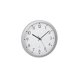 TFA Dostmann Horloge Murale analogique Radio-pilotée, 60.3522.02, avec trotteuse, Couvercle en Verre, Grand Cadran, 30 cm de diamètre, Blanc