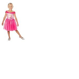 RUBIES - Barbie Officiel - Déguisement Entrée de Gamme Barbie pour Enfants - Taille 3-4 ans - Costume avec Robe Tutu Type Ballerine Rose