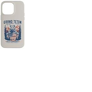 Drapeau Patriotique Grand Teton Park Bear Coque pour iPhone 14 Pro Max
