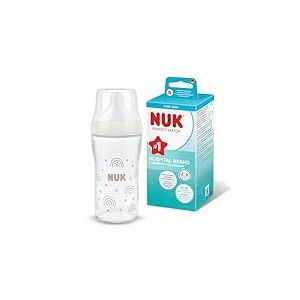 NUK Perfect Match Biberon | 3+ mois | 230 ml | Biberon anti-coliques | Verre | Indicateur de contrôle de température | Arc-en-ciel | Lot de 1