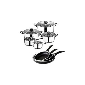 San Ignacio Ensemble de po&ecirc;les et Batterie de Cuisine en Acier, Noir, 40 cm