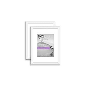 Americanflat Lot de 2 cadres photo de 22,9 x 30,5 cm, à utiliser comme cadre photo de 15,2 x 20,3 cm avec passe-partout ou cadre de 22,9 x 30,5 cm sans passe-partout, matériel de suspension en dents