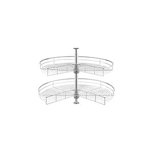 VEVOR Plateau Tournant pour Meuble d'Angle 80 cm 2 Niveaux, Tourniquet de Cuisine Rotatif à 360°, Étagère Pivotante pour Placard d’Angle Réglable en Hauteur, en Acier au Carbone, Rangement Cuisine