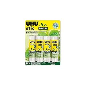 UHU Stic ReNATURE - Bâtons de colle sans solvants, blanche, lot 4 stics de 40g