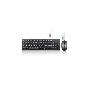 Perixx PERIDUO-117P Ensemble Clavier et Souris PS2 Filaire Standard - Disposition Allemande QWERTZ - Ensemble de Souris Optique PS2 &agrave; 3 Boutons - C&acirc;ble de 1,8 m - Noir