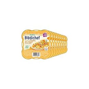 Blédina - Blédichef - Repas Bébé 24 Mois - 9 Plats Légumes Riz Poulet Curry Doux - Petits Morceaux - 100% Ingrédients d'Origine Naturelle - Dès 24 Mois - 9 Assiettes 250g