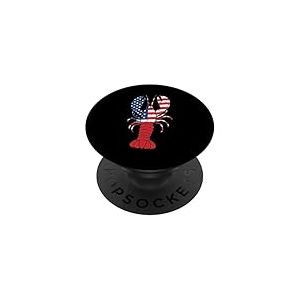 &Eacute;crevisse Homard Drapeau am&eacute;ricain &eacute;crevisses patriotiques Hommes Femmes Enfants PopSockets PopGrip Adh&eacute;sif