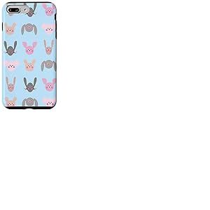 Adorable Personnage Kawaii Rose tête de Lapin Cochon Bleu Coque pour iPhone 7 Plus/8 Plus