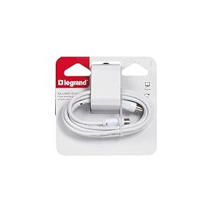 Legrand - Rallonge TV - 1 fiche femelle + 1 fiche m&acirc;le &Oslash;9,52mm - longueur 2m - Blanc