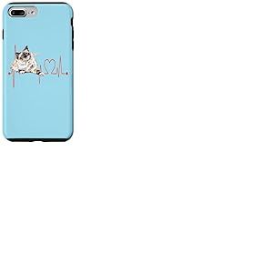 EKG des battements de c&oelig;ur d'un Chat Birman, dr&ocirc;le, J'aime Mon Chat Coque pour iPhone 7 Plus/8 Plus