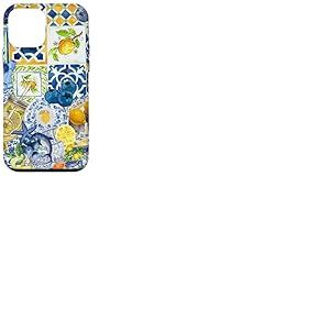 Carrelage méditerranéen et jaune jaune mignon été italien Coque pour iPhone 12 mini