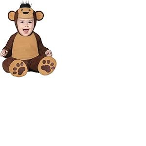 FIESTAS GUIRCA | Costume de Singe B&eacute;b&eacute; (12-18 Mois) - Cagoule, Combinaison et Pieds - Costumes d'Animaux pour Halloween, Carnaval et F&ecirc;tes Costum&eacute;es - Id&eacute;al pour B&eacute;b&eacute; Unisexe - Marron