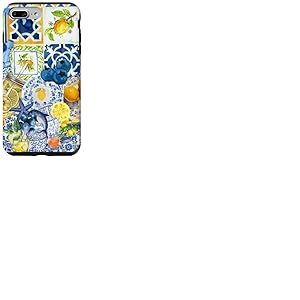 Carrelage méditerranéen et jaune jaune mignon été italien Coque pour iPhone 7 Plus/8 Plus