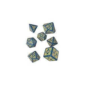 QWOARC1E Lot de 7 dés d'arcade Bleus et Jaunes
