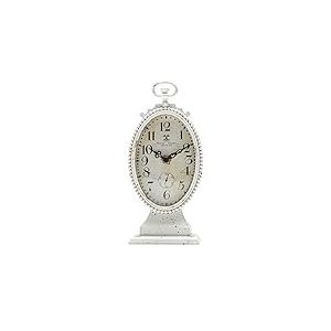 Nikky Home Horloge de Table Vintage, Fonctionne à Piles, Style Rustique Vieilli, décoration d'intérieur Shabby Chic pour cheminée, cheminée, étagère, Bureau, comptoir – Blanc