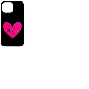 Amelia C&oelig;ur Amelia pour Femme Fille Amie Personnalisable Rose Coque pour iPhone 16 Pro Max