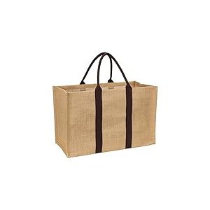 La Cordeline Cabas en Toile de Jute Naturel Anses marron 55x25x35cm 48 litres - Sac courses, &agrave; bois - R&eacute;utilisable