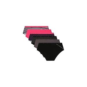 DIM Boxer Femme Les Pockets Coton Stretch Colorés x6, Lot Pretty Rose/Lot Noir Logo, L