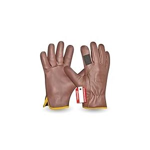 Gebol Quercus | 1 paire | Taille M (taille 8) | Gants de jardin en cuir véritable robuste avec doublure en coton | pour homme et femme | Marron