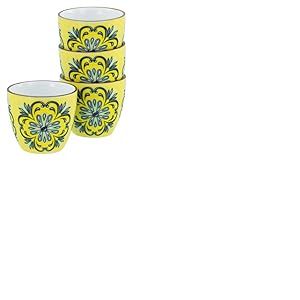 CreaTable, 21891, S&eacute;rie Aladin Jaune, service &agrave; espresso 4 pi&egrave;ces, ensemble de vaisselle en c&eacute;ramique, compatible lave-vaisselle et micro-ondes, production de qualit&eacute;.