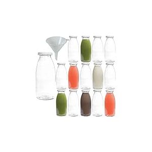 Viva Haushaltswaren Lot de Bouteilles en Verre/Bouteilles de Lait 250 ML avec Entonnoir &agrave; vis &ndash; argent&eacute;es, Verre, Deckel Wei&szlig;, 15 x 250ml