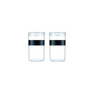 Bodum K11829-01SA Bocaux Conservation en Plastique avec Couvercle Hermétique Set de 2, Noir, 1 l