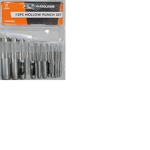 ToolzonePN104 – Lot de 12 perforateurs à trous creux de 3-19 mm pour cuir/caoutchouc/carton/joint/plastique/papier Noir