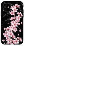 Fleur de cerisier rose japonaise Sakura fleur fond noir Coque pour iPhone 11