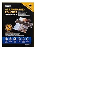 Texet Feuilles de plastification A3 75 microns par face, 150&micro; total, bo&icirc;te de 100 78229 Transparent