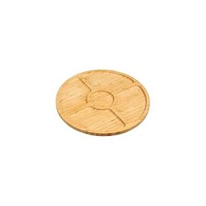 Kesper | Assiette de service ronde | Matériau : bambou certifié FSC® | 4 compartiments avec bord | Ø 35 cm, épaisseur : 1,5 cm | Assiette à snack & plateau de service | Couleur : marron naturel |