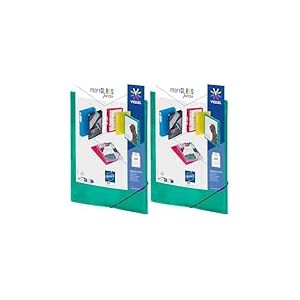 Viquel - Chemise en plastique &agrave; &eacute;lastique - Pochette personnalisable - Format A4 - Qualit&eacute; sup&eacute;rieure - Fabriqu&eacute; en France - Vert turquoise translucide (Lot de 2)