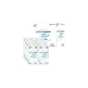 WaterWipes On The Go Wipes, 224 unités (8 paquets), 99,9% d'eau, 3-en-1 nettoie, soigne, protège, non parfumées, emballage pouvant varier