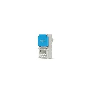 Garza - Minuteur programmateur numérique extérieur, Protection IP44, Programmation hebdomadaire (8 programmes), Mode aléatoire, Prise avec Protection, Gris et Bleu