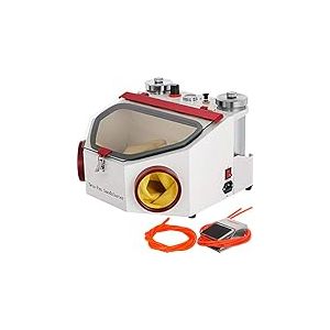 VEVOR Sableuse Dentaire 2 R&eacute;servoirs 4KG/CM Cabine de Sablage Professionnelle &Eacute;lectrique 2 Stylos Sableuse L&eacute;g&egrave;re LED Buse 1,2 mm P&eacute;dale de Commande pour Laboratoire Polissage Proth&eacute;siste Dentiste