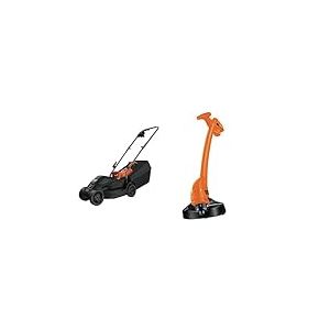 BLACK+DECKER Tondeuse Filaire 1000W, Tondeuse à Gazon Electrique 32 cm, 3 hauteurs réglables 20, 40 et 60 mm & Coupe-Bordures Filaire 350W, Coupe-Bordures Electrique 25 cm avec 2 Poignées