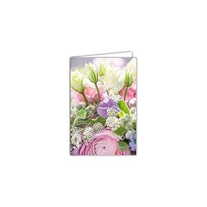 68-4008 Carte intérieur blanc avec Enveloppe - Bouquet Roses Blanches Renoncule Pour Toi Joyeux Anniversaire Bonne Fête Maman Mamie Merci Remerciements Félicitations Naissance Fille Mariage