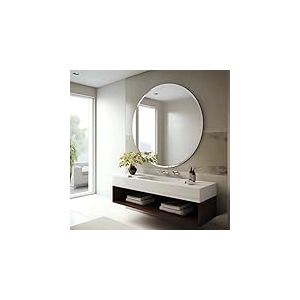 USHOWER Miroir Mural Rond sans Cadre avec Bords biseautés pour Salle de Bain et Coiffeuse, Look élégant et Simple 76,2 cm