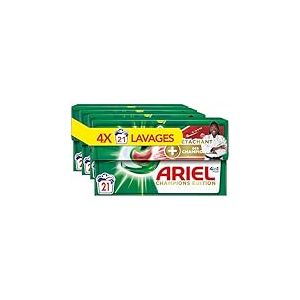 Ariel 4in1 PODS Lessive Liquide En Capsules 84 Lavages (4x21 Tablettes), Édition Champion,Technologie Ultra Détachant, Élimine Les Taches Incrustées À Basse Température, Fabriqué En France