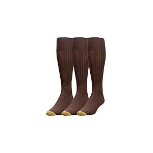 Gold Toe Canterbury Lot de 3 paires de chaussettes au-dessus du mollet pour homme, marron, M