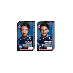 Schwarzkopf - Men Perfect - Gel Colorant Anti-Cheveux Blancs Homme - Coloration Cheveux Homme - Résultat Naturel – Application rapide et facile - Sans Ammoniaque - Brun Naturel 80 (Lot de 2)
