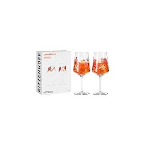 Ritzenhoff 2849001 Sommerrausch Lot de 2 verres &agrave; ap&eacute;ritif 500 ml Motif papillons Fabriqu&eacute; en Allemagne, Orange/Rouge