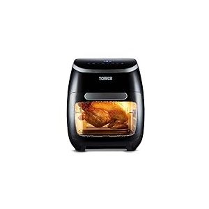 Tower T17039 Xpress Pro Friteuse à Air - Mini four électrique numérique 5-en-1 - Friteuse sans Huile - Friteuse Électrique avec Circulation d'Air Rapide, Minuterie de 60 minutes, 11 L, 2 000 W, Noir