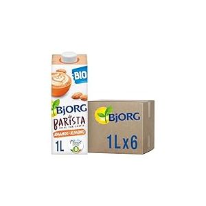 BJORG - Lait d'Amande Barista - Boisson Végétale Bio - Pauvre en Acides Gras Saturés - Idéal Café et Latte Art - 1 L x 6