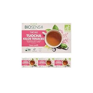 Biosens - Th&eacute; Tuocha Kilos Tenaces - Th&eacute; Tuocha, Mat&eacute;, Cassis, Marc de Raisin et Fr&ecirc;ne - Certifi&eacute; Bio AB - Fabriqu&eacute; en France - 20 sachets (Lot de 4)